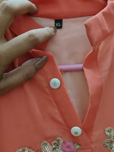 🌸 Designer Peach Party Wear Kurta with Inner 🌸
