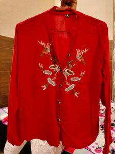 Metro Fashion Brand Red Shirt With Thread Embroide