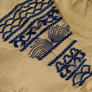 Elegant Blue &amp; Gold Embroidered Anarkali