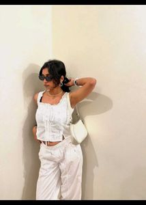 White Eyelet Tie Top