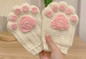 Cute Cat Paw Crochet Gloves