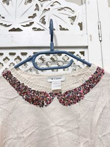 🎀 Imported Elegant Embellished Collar Sweater A