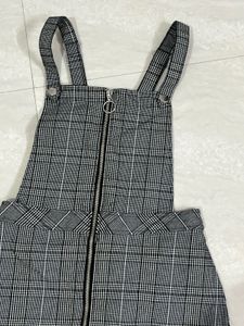 H&amp;M Women Black &amp; White Checked Dungaree Dress