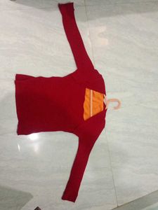 Red Knit Long Sleeve Top