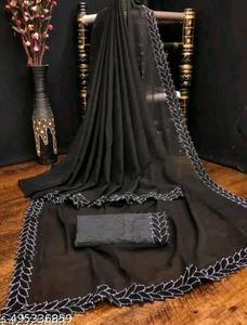 Elegant Black Embellished Saree