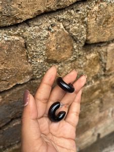 Purple Jhumka With Black Earrings