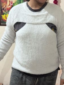 White Cutout Knit Sweater