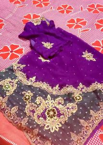 fully stone work saree with blouse