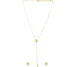 Gold Y Drop Necklace & Earring Set