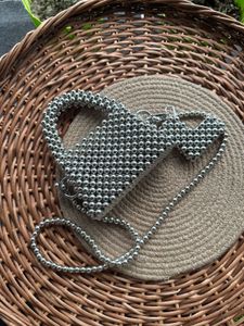 Silver Luxurious Bags Made Of Beads