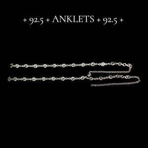 92.5 Silver Blue Topaz Anklets (3 In 1)