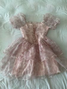 Pink Puff Sleeve Mini Dress