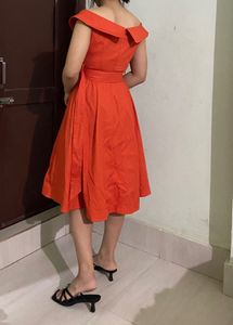 Chic Orange Off-Shoulder Dress