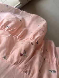 Pink Embroidered Tiered Mini Dress