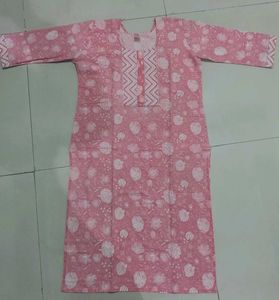 Pink / yellow Floral Print Kurta