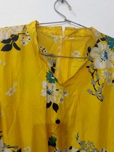 Yellow Floral Cold Shoulder Jumpsuit