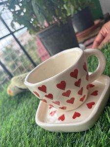 Heart Print Cup &amp; Saucer