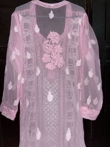 Pink Embroidered Chikankari Kurta