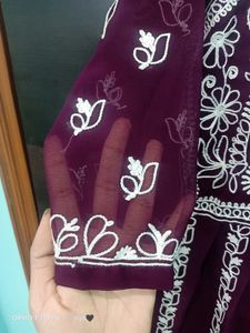 Embroidered Chikankari Georgette Anarkali Kurta