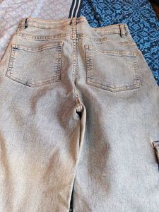 Y2K Light Wash Wide Leg Cargo Jeans