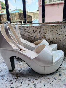 White Platform Sandals with Buckels