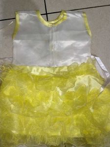 Girls kids dress Cute Yellow &amp; White