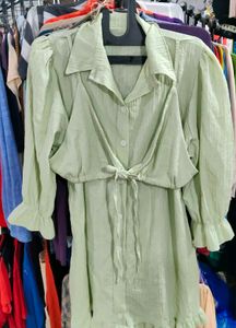Mint Green Tie-Front Dress
