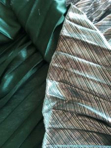 Metallic Green Sparkling Pleated Skirt