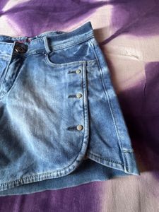 Denim Button Accent Shorts