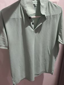 Men's Light Green Button-Down Polo