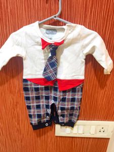 Baby Plaid Romper with Tie