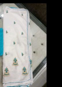 White Embroidered Saree