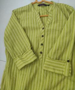 Green Printed Ethnic Collar 3/4th Sleeves Wom