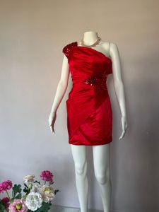 Red One-Shoulder Mini Dress/No bargaining❌