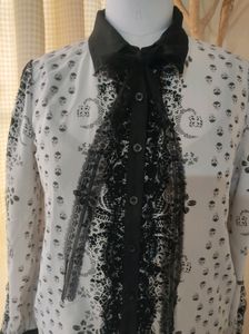 Lace Trimmed Button-Down Blouse
