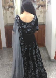 Black And Grey Engagement Lehanga