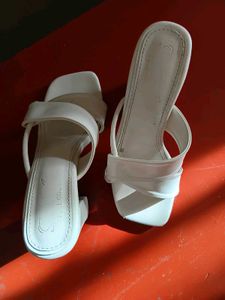 White Heeled Sandals - Size 34