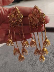 Gold Tone Jhumka Earrings