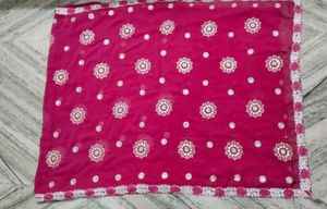 Elegant Pink Embroidered Saree