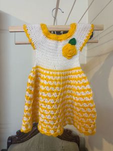 Crochet Yellow & White Baby Dress