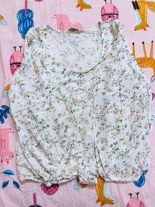 Floral Tie-Front Long Sleeve Top