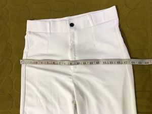 White Highwaisted Straight Fit Trouser