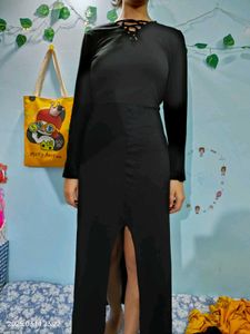 FabAlley Black Slit Dress
