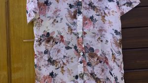 White Flower Print Shirt