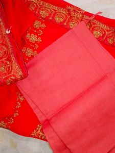 Red Embellished Saree
