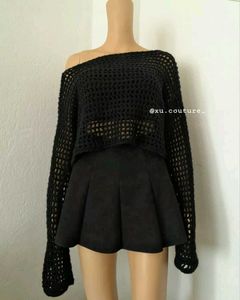Crochet Black Mesh Sweater