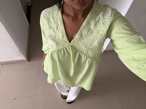 Lime Green V-Neck Top