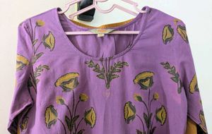 Purple &amp; Mustard Yellow Printed Kurta with Sharara
