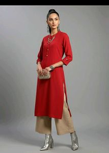 Elegent Red Button-Down Kurta