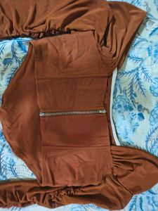 Chic Brown Off-Shoulder Top